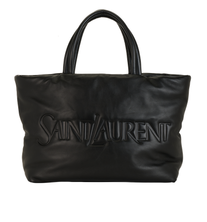 Logo-Debossed Tote, &pound;1,100, Handbags, Black, Leather, Front view